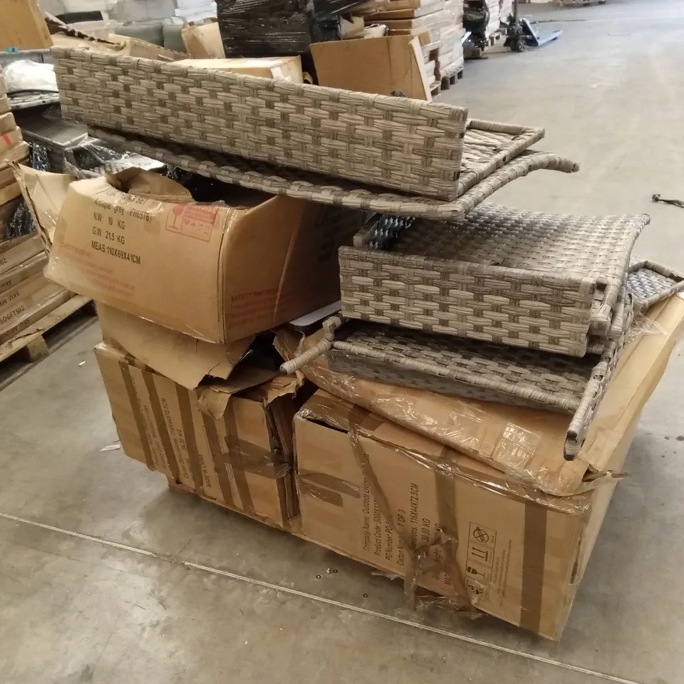 PALLET OF ASSORTED INCOMPLETE GARDEN FURNITURE SETS, PIECES AND PARTS