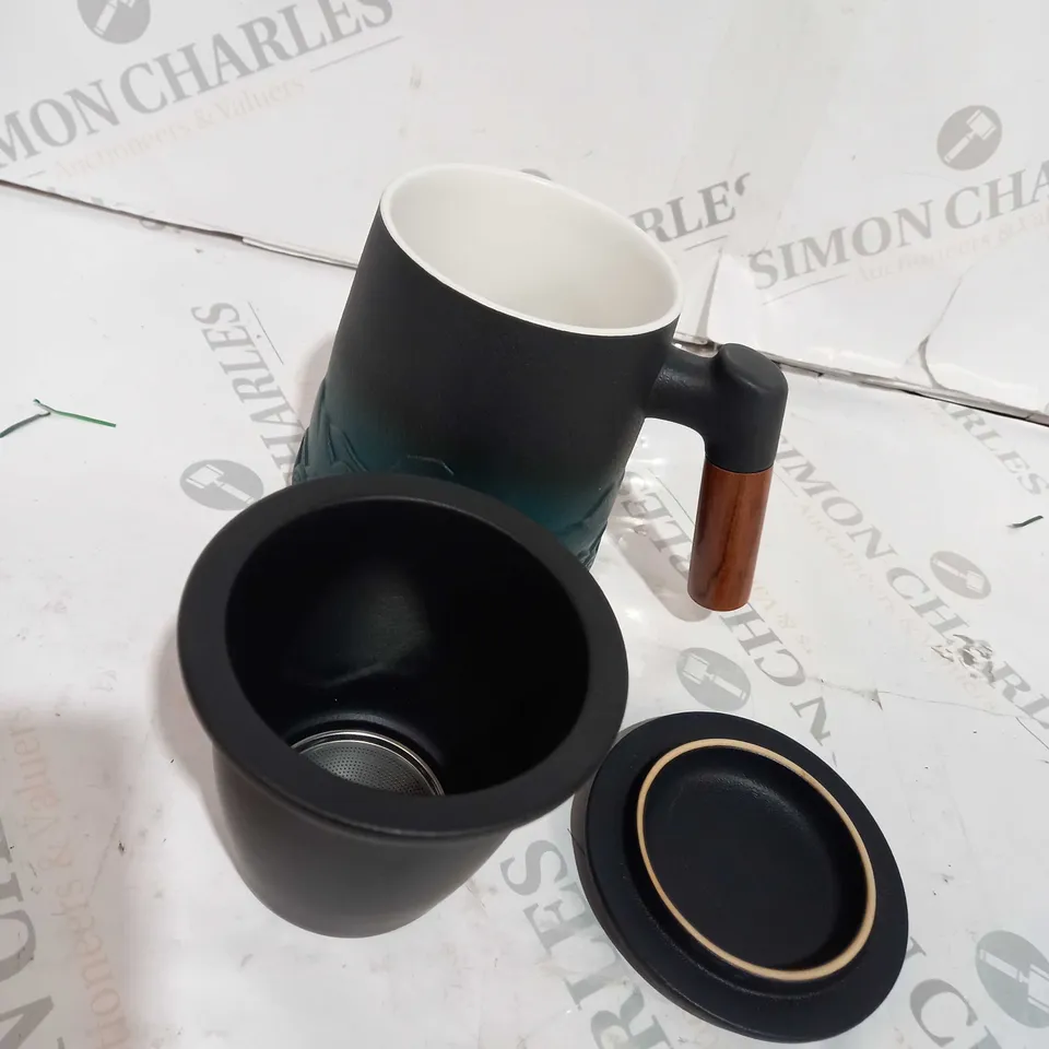 SULIVES TEA CUP WITH LID, PORCELAIN TEA MUG WITH STAINLESS STEEL INFUSER