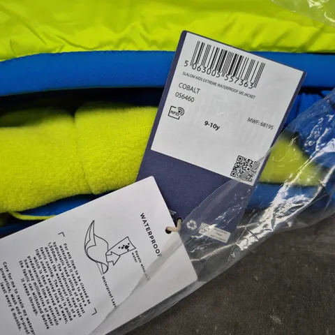 Mountain Warehouse Kids' Snow Jacket – Blue with Neon Lime Zips, 9-10 yrs