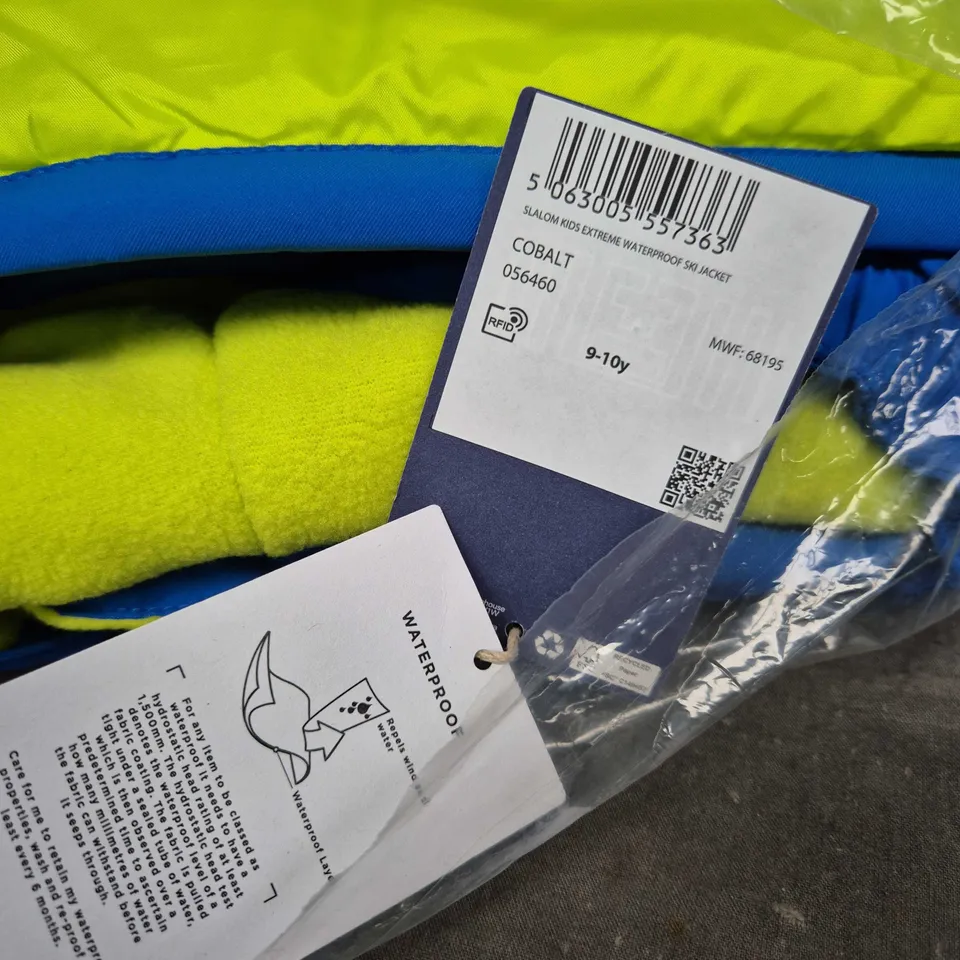 Mountain Warehouse Kids' Snow Jacket – Blue with Neon Lime Zips, 9-10 yrs