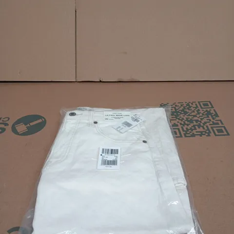 ABERCROMBIE AND FITCH HIGH RISE ULTRA WIDE LEG LINEN BLEND DENIM JEANS SIZE 25 SHORT TAGGED