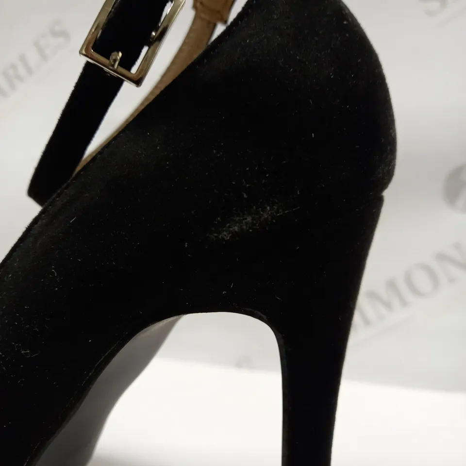 DOROTHY PERKINS BLACK SAUDE LOOK HIGH HEELS, UK SIZE 6