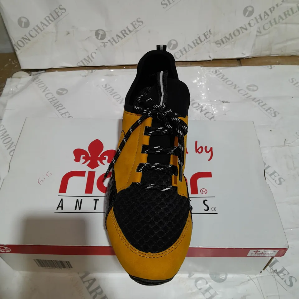 BOXED RIEKER TRAINERS YELLOW, BLACK AND WHITE SIZE 8.5