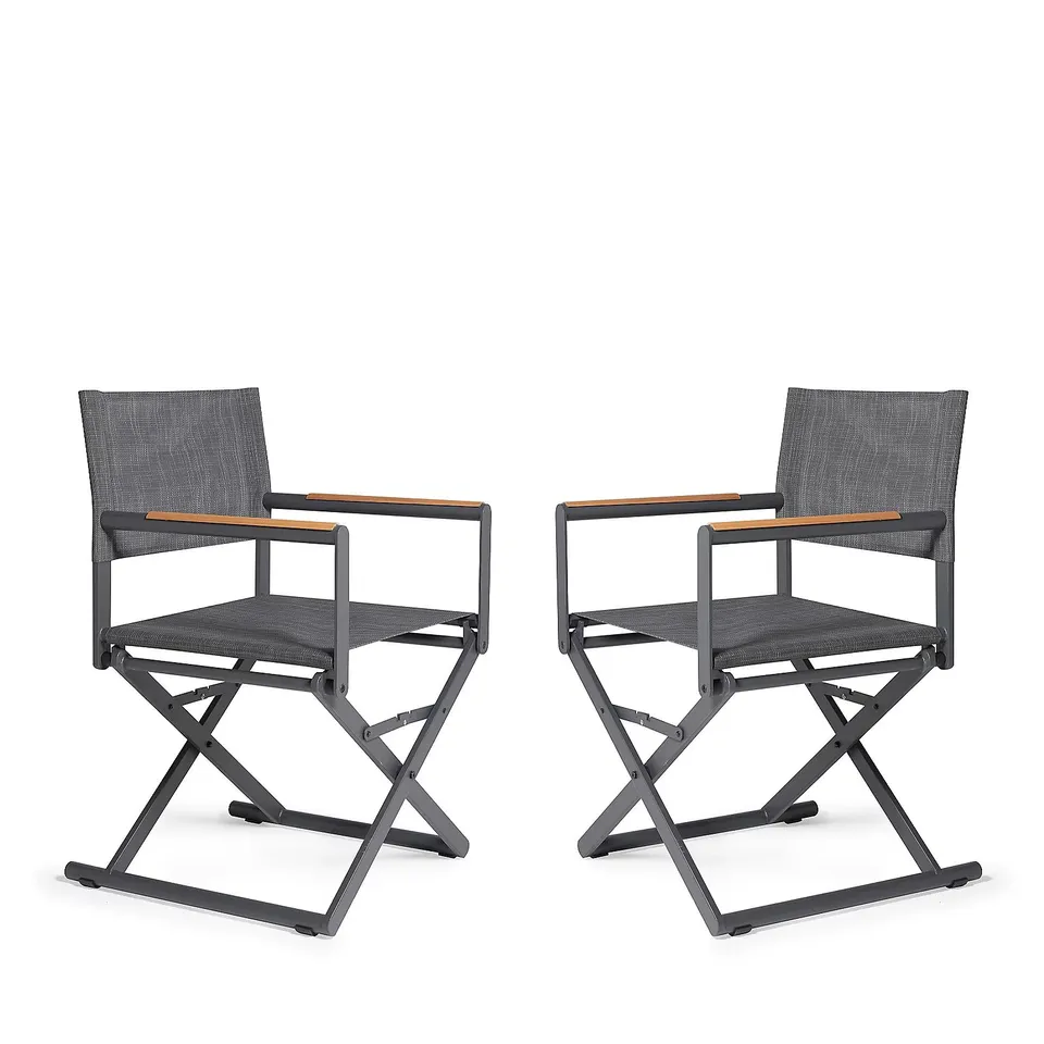 MY GARDEN STORIES SET OF 2 FOLDING DIRECTOR CHAIRS IN GRAPHITE - COLLECTION ONLY