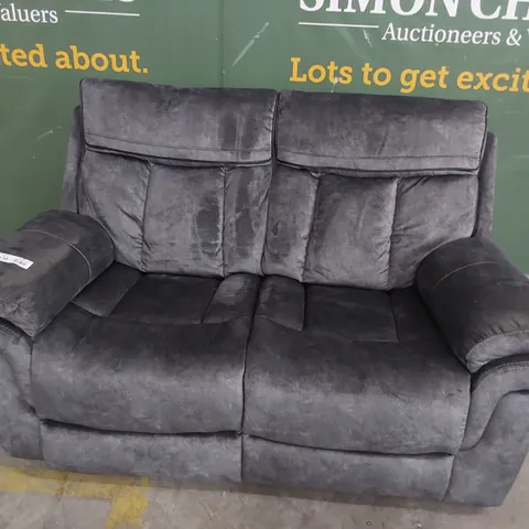 DESIGNER POWER RECLINING TWO SEATER SOFA CHARCOAL FABRIC