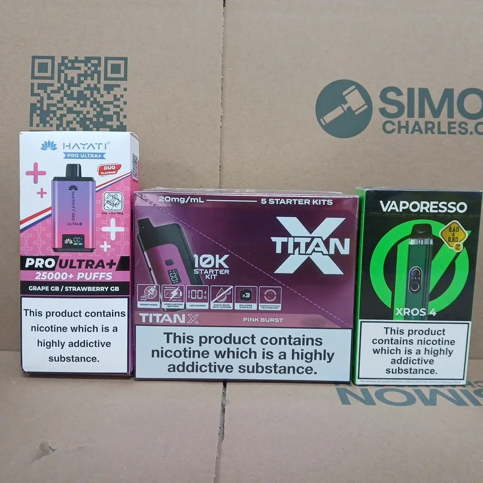 APPROXIAMTELY 15 ASSORTED VAPING PRODUCTS TO INCLUDE VAPORESSO, TITAN, HAYATI, ETC - COLLECTION ONLY
