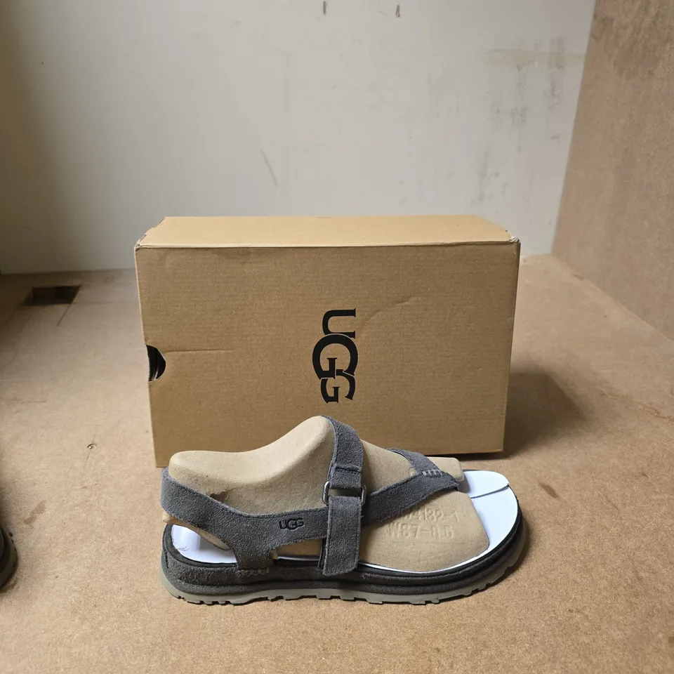 UGG SANDALS WITH VELCRO STRAPS – TAN & GREY, UK SIZE 7