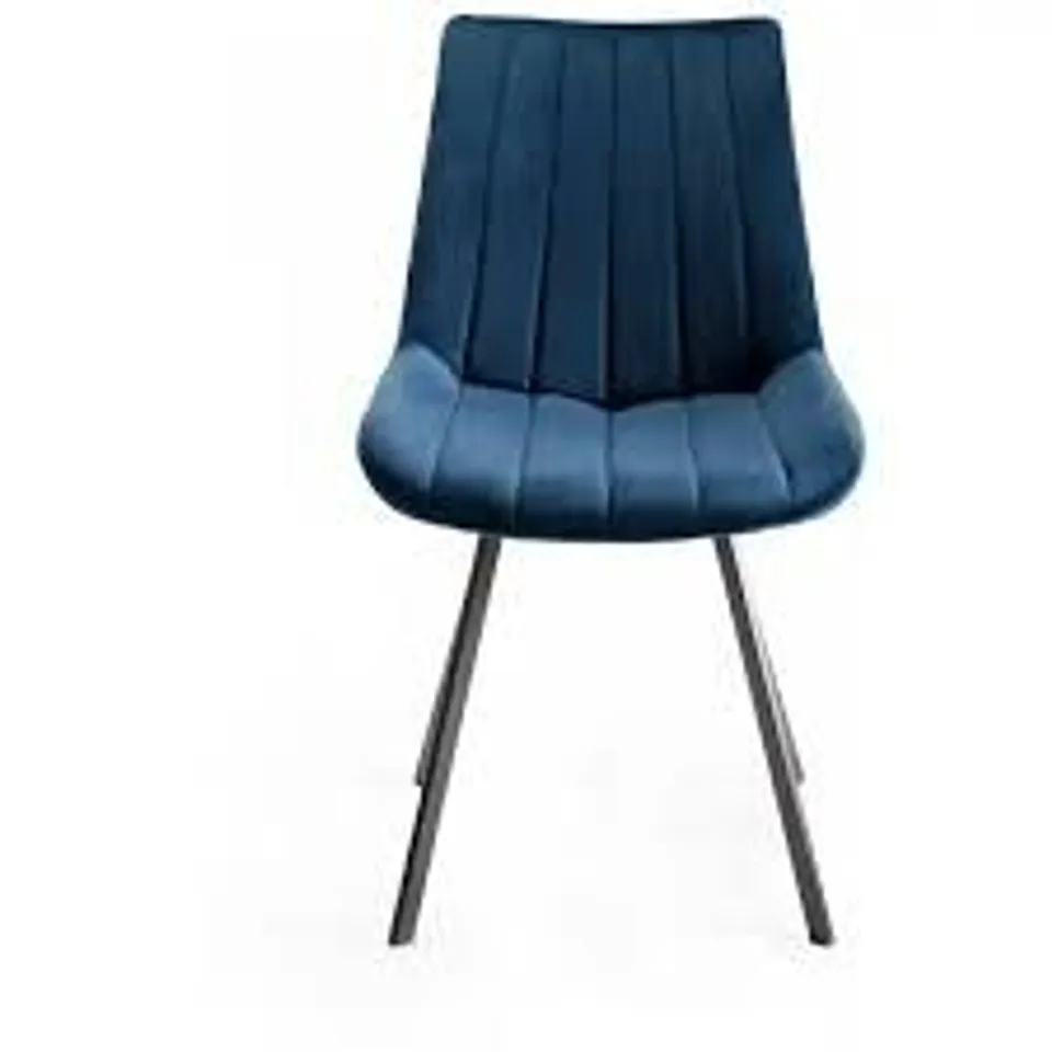 BOXED BROOKLYN DINING CHAIR, BLUE CLASSIC VELVET & BLACK STEEL 
