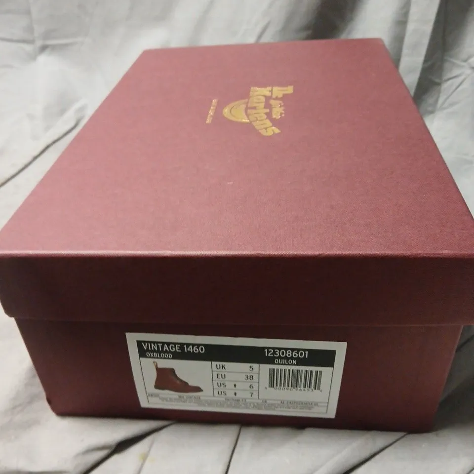 DR. MARTENS VINTAGE 1460 BOOTS – OXBLOOD LEATHER, UK 5 (EU 38)