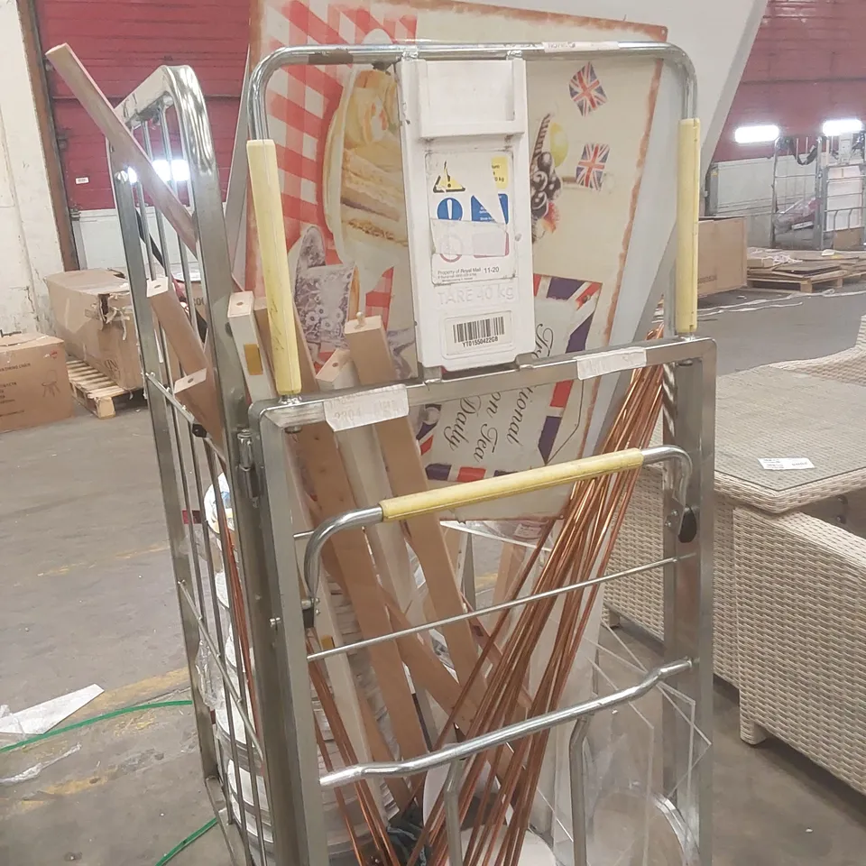 CAGE CONTAINING ASSORTED BAKERY DECORATIONS AND CAKE STANDS ECT // CAGE NOT INCLUDED