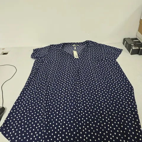 MARIA KANEVA NAVY BLUE POLKA DOT BLOUSE – UK 14