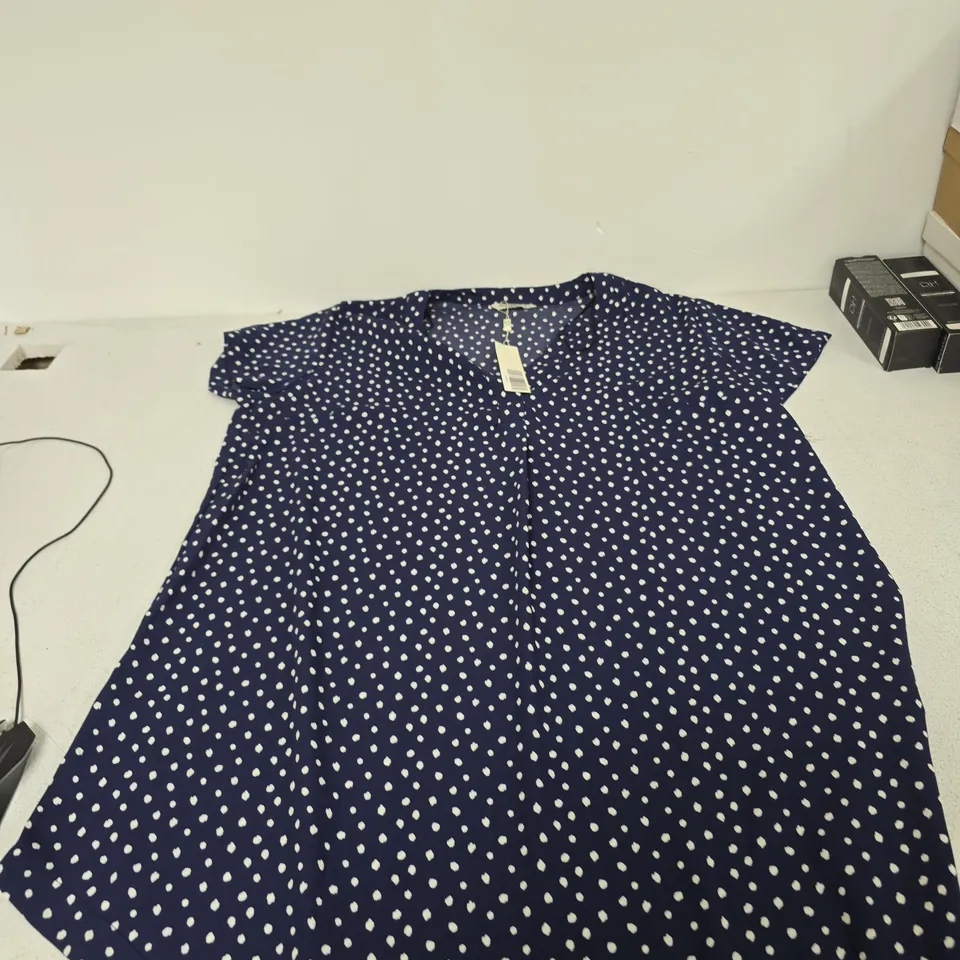 MARIA KANEVA NAVY BLUE POLKA DOT BLOUSE – UK 14