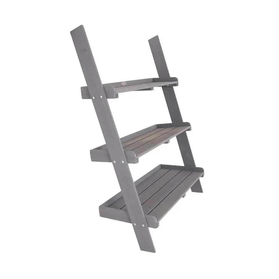 BRAND NEW BOXED FSC® 100% CERTIFIED WIDE WOODEN LADDER PLANTER - GREY