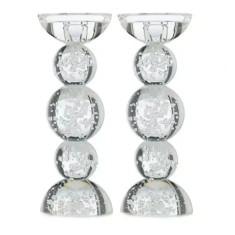 JM BY JULIEN MACDONALD SET OF 2 CRYSTAL BEADED CANDLE HOLDERS