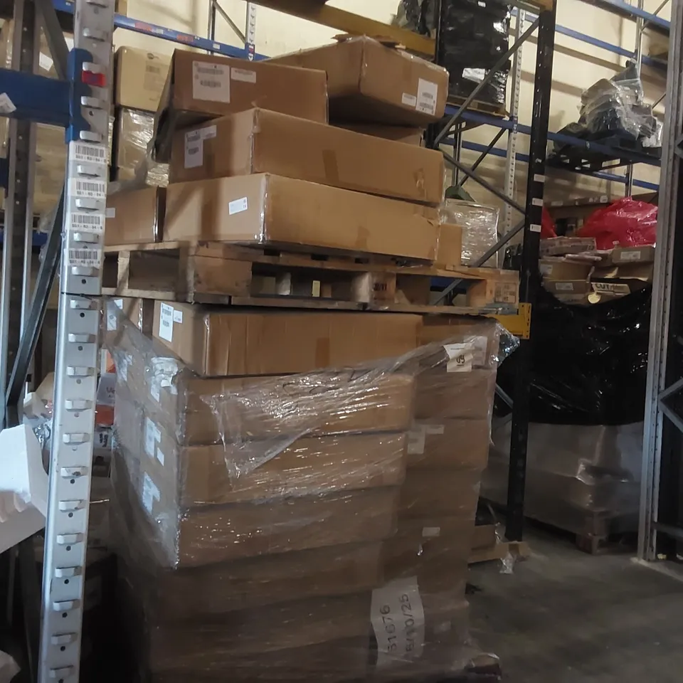 PALLET CONTAINING A LARGE QUANTITY OF ASSORTED FURNITURE PARTS INCLUDING TV CABINET PARTS ECT