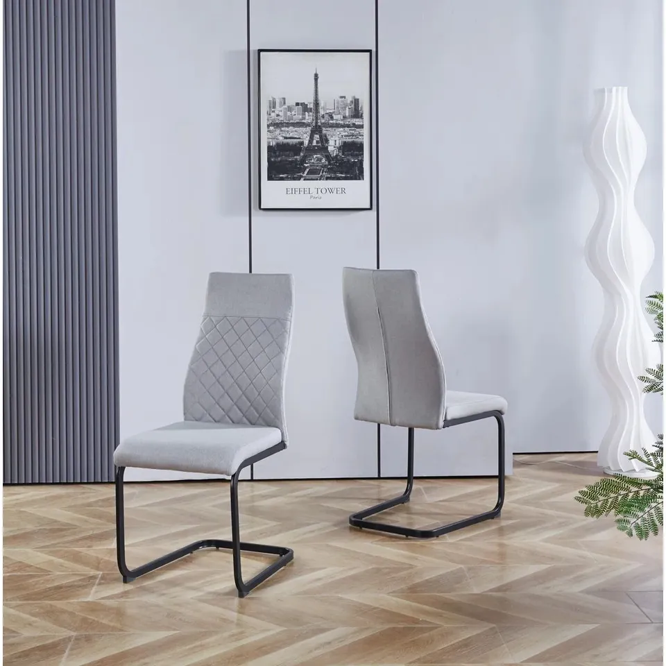 BOXED SET OF 2 MOSE FABRIC UPHOLSTERED SIDE CHAIRS - DARK GREY FABRIC