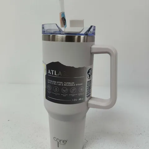 ATLAS STAINLESS STEEL TUMBLER WITH 2-IN-1 LID & REUSABLE STRAW