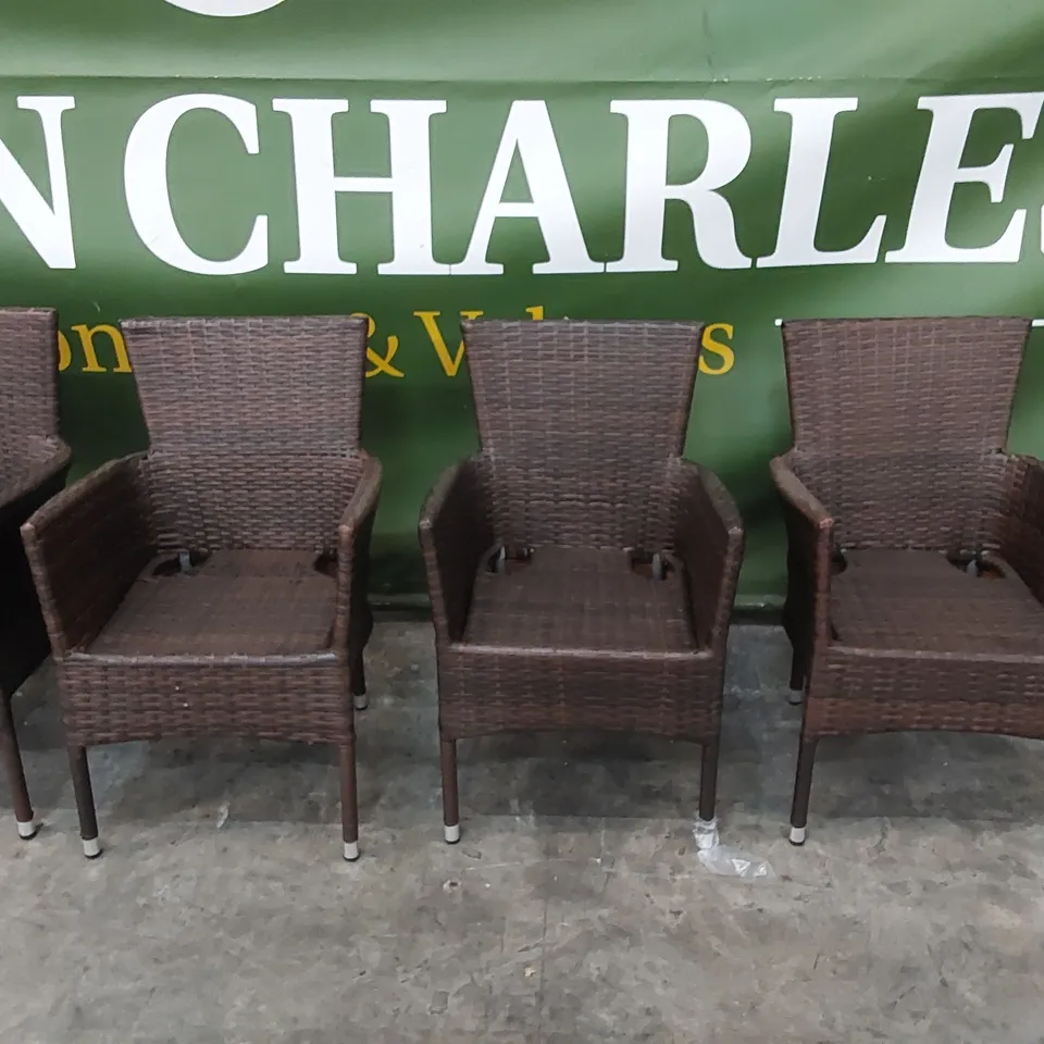 DESIGNER SET OF 6 CHOCOLATE MIX RATTAN CHAIRS