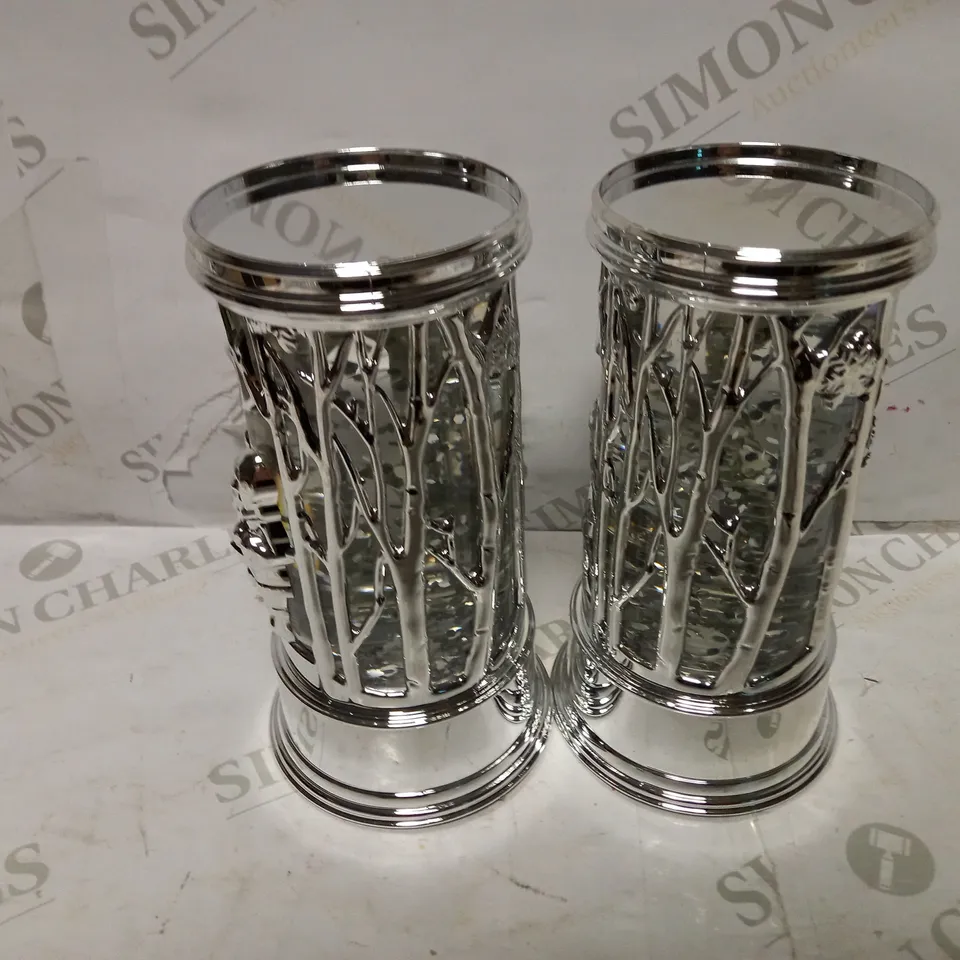 HOME REFLECTIONS SET OF PRELIT SWIRLING GLITTER SCENIC PILLARS - SILVER