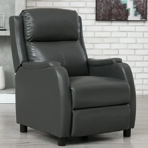 BOXED DESIGNER CHURHWELL GREY FAUX LEATHER PUSHBACK RECLINING EASY CHAIR (1 BOX)