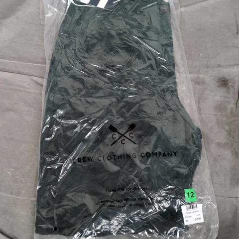 BAGGED CREW CLOTHING COMPANY TAPERED CORD TROUSER – DARK GREEN, UK 12