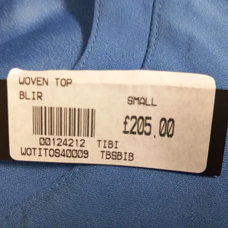 TIBI BLUE WOVEN TOP SIZE SMALL