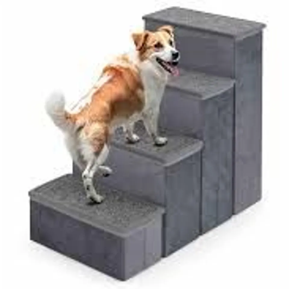 BOXED COSTWAY 4 STEPS DOG STAIR NON-SLIP FOLDABLE DOG RAMP