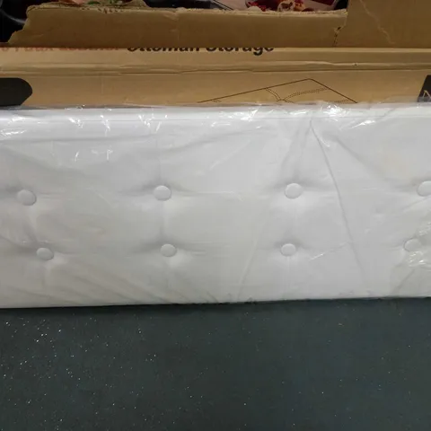 BOXED DESIGNER WHITE FAUX LEATHER OTTOMAN STORAGE
