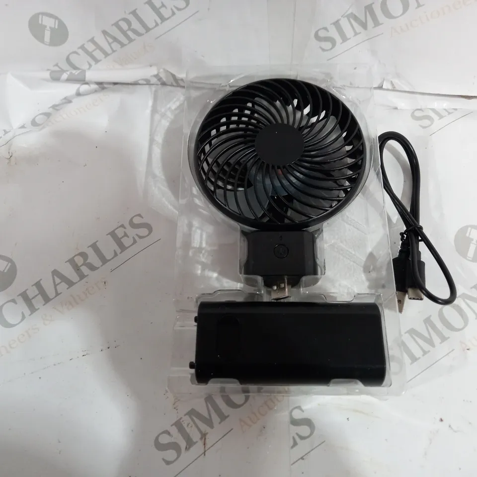 HANDHELD FAN IN BLACK WITH POWERBANK