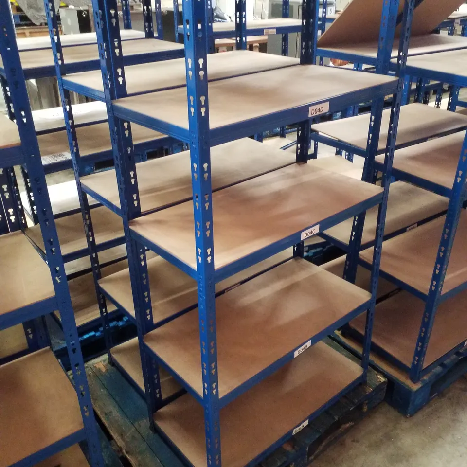 PALLET CONTAINING 2 5-TIER SHELVING UNITS 180×90×45CM - BLUE