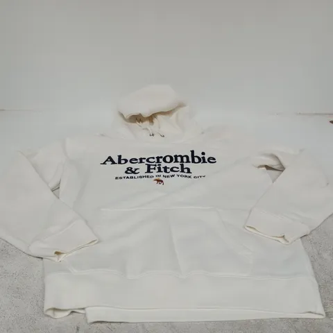 ABERCROMBIE & FITCH WHITE HOODIE, SOFT FLEECE, SIZE S