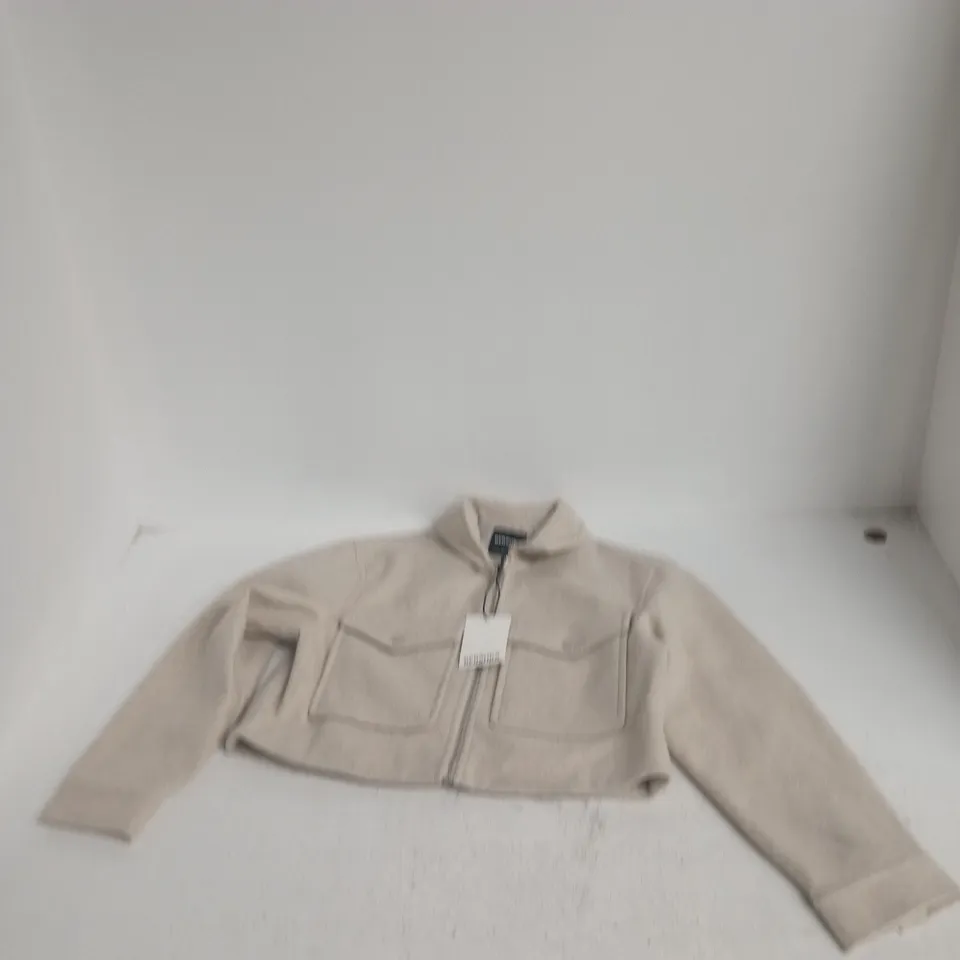 BERSHKA BEIGE CROPPED ZIP JACKET – SIZE M (EU M, US M)