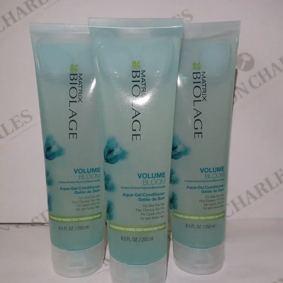 LOT OF 3 X 250ML MATRIX BIOLAGE VOLUME BLOOM AQUA-GEL CONDITIONER