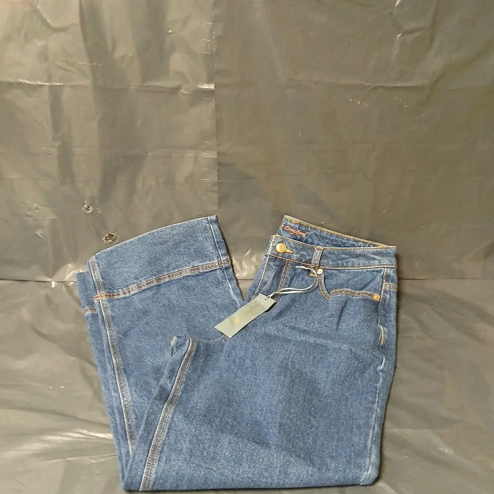 RUTH LANGSFORD 7/8 DEEP HEM LEG JEAN REGULAR MID WASH - SIZE 10