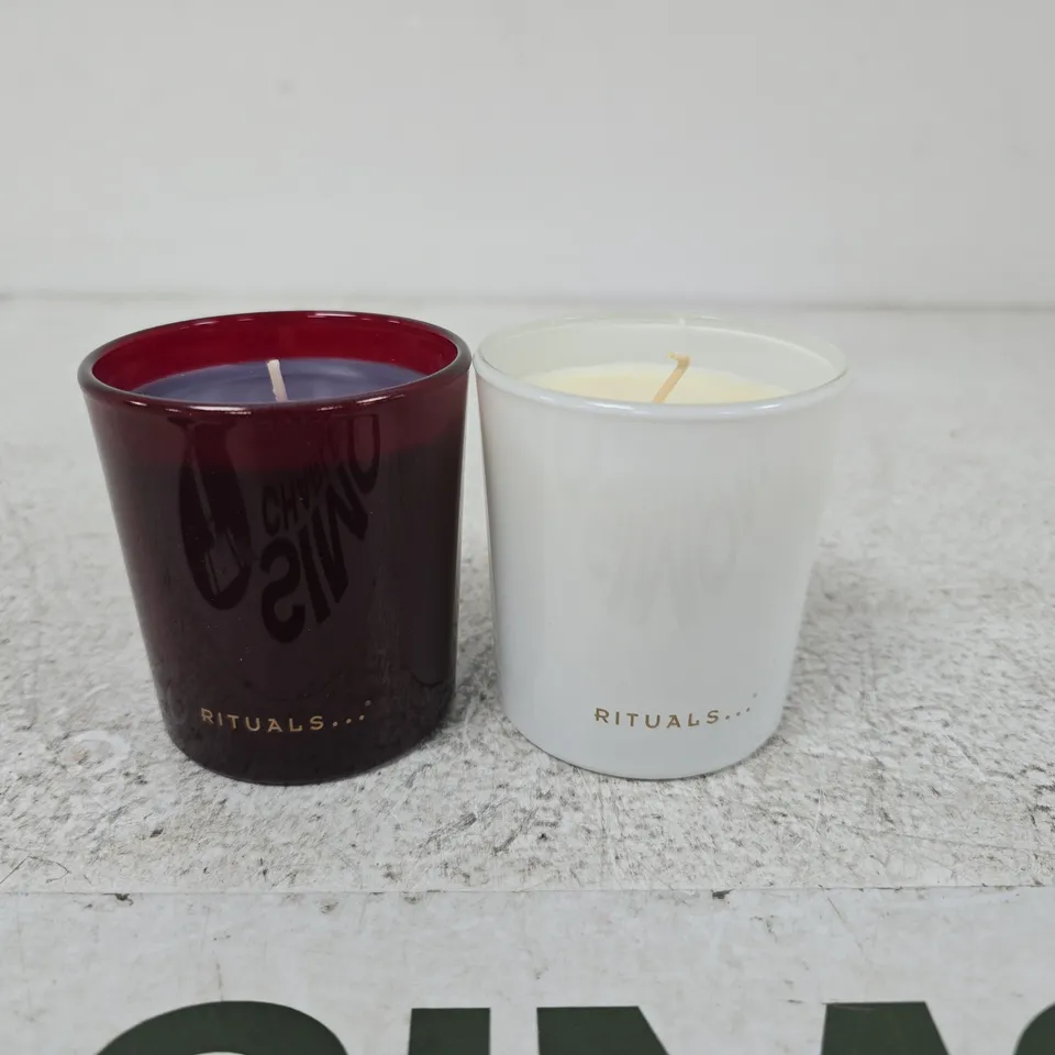 RITUALS SCENTED CANDLE DUO IN GLASS VOTIVE HOLDERS – RED & WHITE