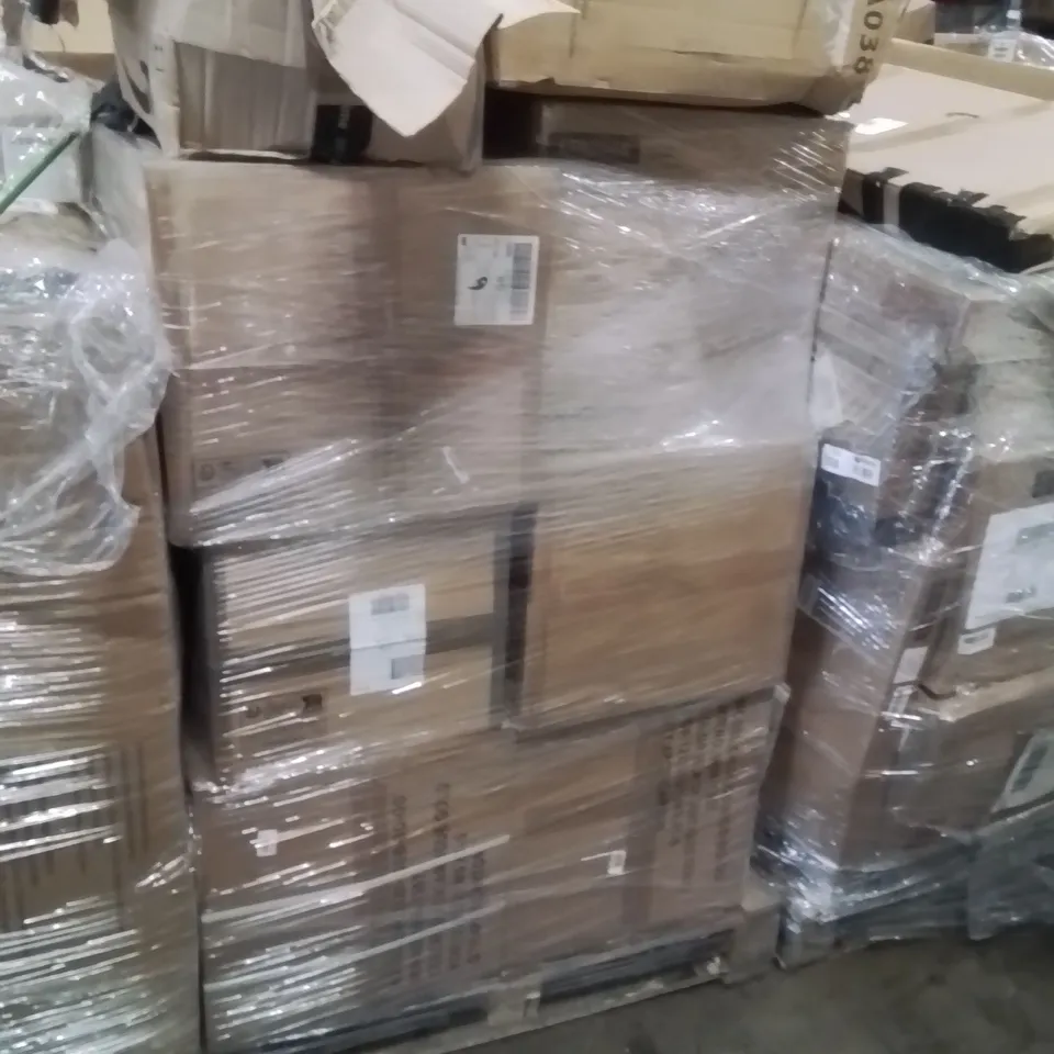 PALLET OF ASSORTED HOUSEHOLD GOODS AND PRODUCTS TO INCLUDE;TRASH CAN,MINI FRIDGE,JUMPER 