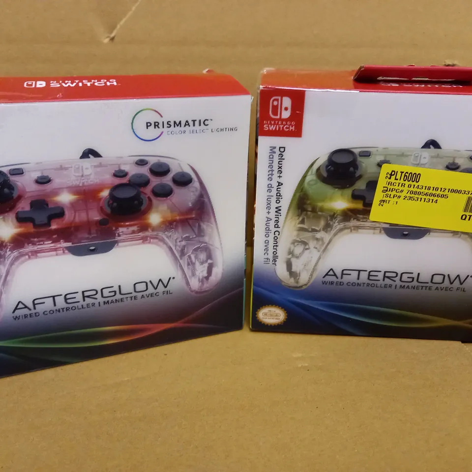 LOT OF 2 NINTENDO SWITCH AFTERGLOW WIRED CONTROLLER 