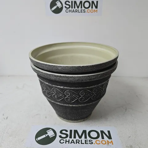 WASHED GRANITE PLANTER – DECORATIVE POT WITH ORNATE PATTERN