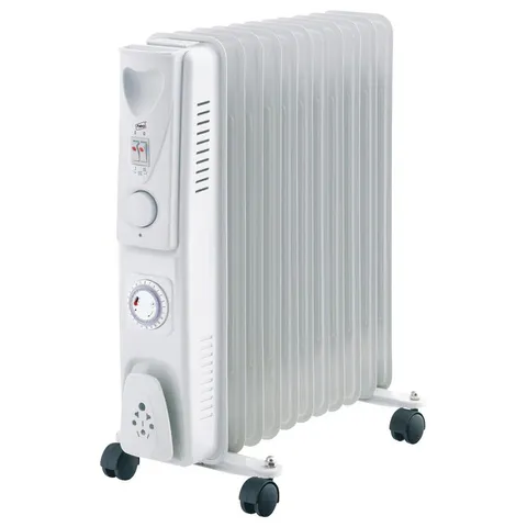 BOXED NEO 11 FIN ELECTRIC OIL FILLED RADIATOR PORTABLE HEATER WITH 3 HEAT SETTINGS THERMOSTAT - BLACK (1 BOX)