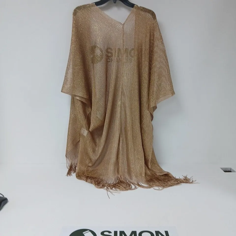 XANDER KOSTROMO VISCOSE METALLIC TASSEL KIMONO BEACH COVER UP IN GOLD