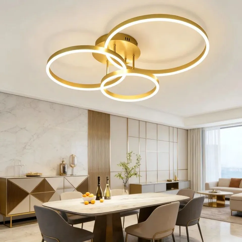 BOXED LED SEMI FLUSH MOUNT MODERN MULTI-RING LED FLUSH MOUNT CEILING