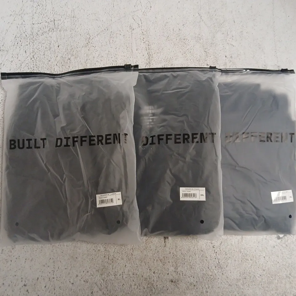 SET OF APPROXIMATELY 10 ASSORTED BUILT DIFFERENT T-SHIRTS/SHIRTS IN VARIOUS COLOURS AND SIZES