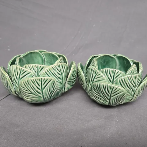 VERY HOME SET OF 2 CABBAGE CANDLE HOLDERS