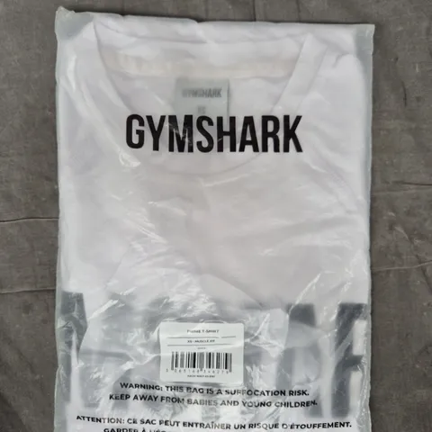 GYM SHARK MUSCLE FIT PRIME T-SHIRT IN WHITE SIZE XS
