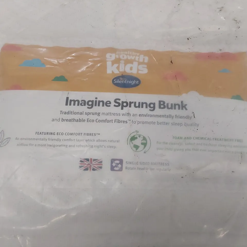 QUALITY BAGGED 75cm SMALL SINGLE SILENTNIGHT IMAGE SPRUNG BUNK MATTRESS