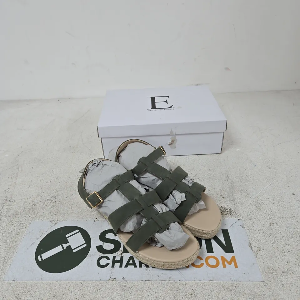 SHOES BY EMMA BONNIE KHAKI PU SANDALS – UK 8 (E. SHOES BY EMMA)