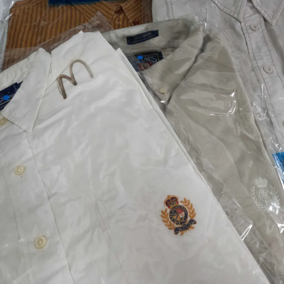 LOT OF 8 ASSORTED BAGGED CLOTHING ITEMS TO INCLUDE CHAPS RALPH LAUREN AND TED BAKER - VARIOUS SIZES