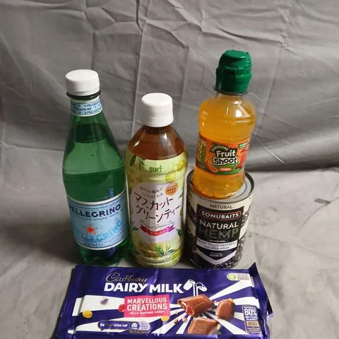 APPROXIMATELY 10 ASSORTED FOOD ITEMS TO INCLUDE - DAIRY MILK, FRUIT SHOOTS AND S.PELLEGRINO