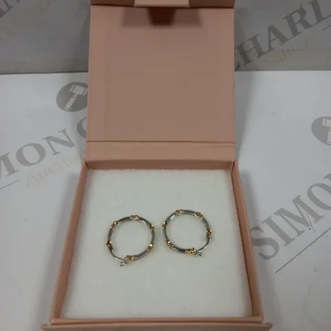 DIAMONIQUE LADIES SILVER/GOLD STYLE HOOP EARRINGS