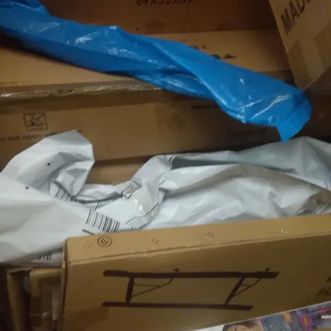 PALLET OF ASSORTED ITEMS INCLUDING PULL UP BAR, POGO JUMPER STICK, HIKING WALKING STICKS, AIR COOLER